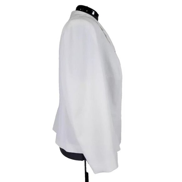 Emily Blazer Plus Size 22W Textured Notch Collar 4 Button Stretch Lined White - Picture 2 of 9